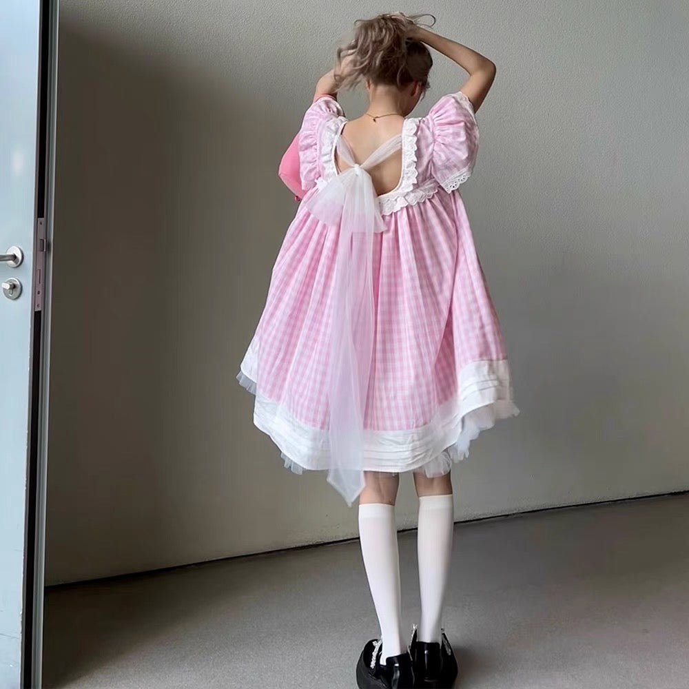 Get trendy with [August Unicorn] Handmade Pink Gingham Petal Puff Dress - Dresses available at Peiliee Shop. Grab yours for $104 today!