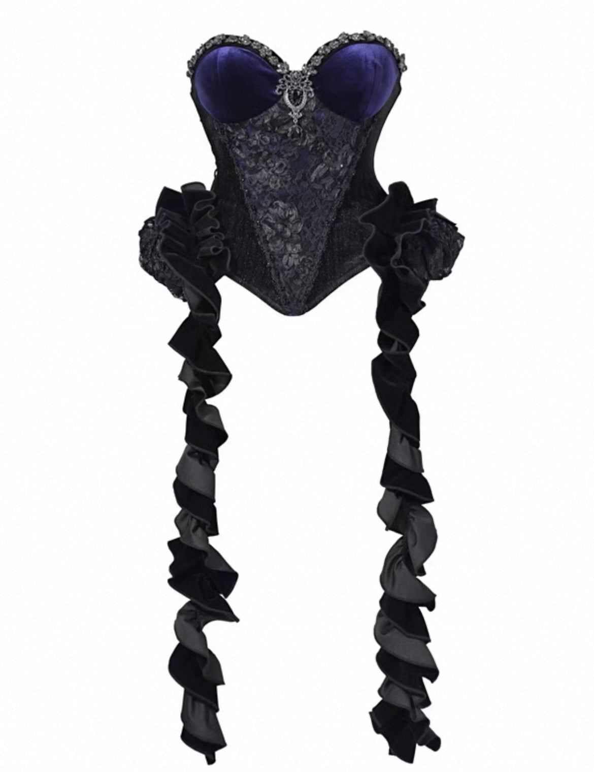 Blood Supply Moon Funeral Crystal Velvet Corset