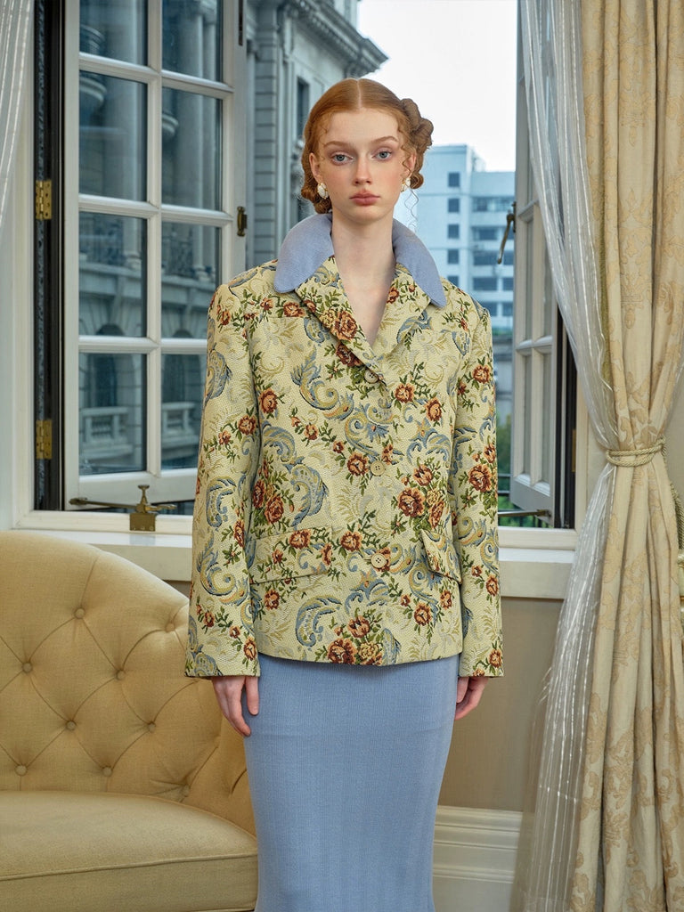 Get trendy with [Spoii Unosa]Pastoral Oil Painting Blue Top Coat -  available at Peiliee Shop. Grab yours for $82 today!