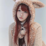 Rose Island Deer Hoodie with cute Fawn pattern print ribbon and ear details photo via PeilieeShop for $69