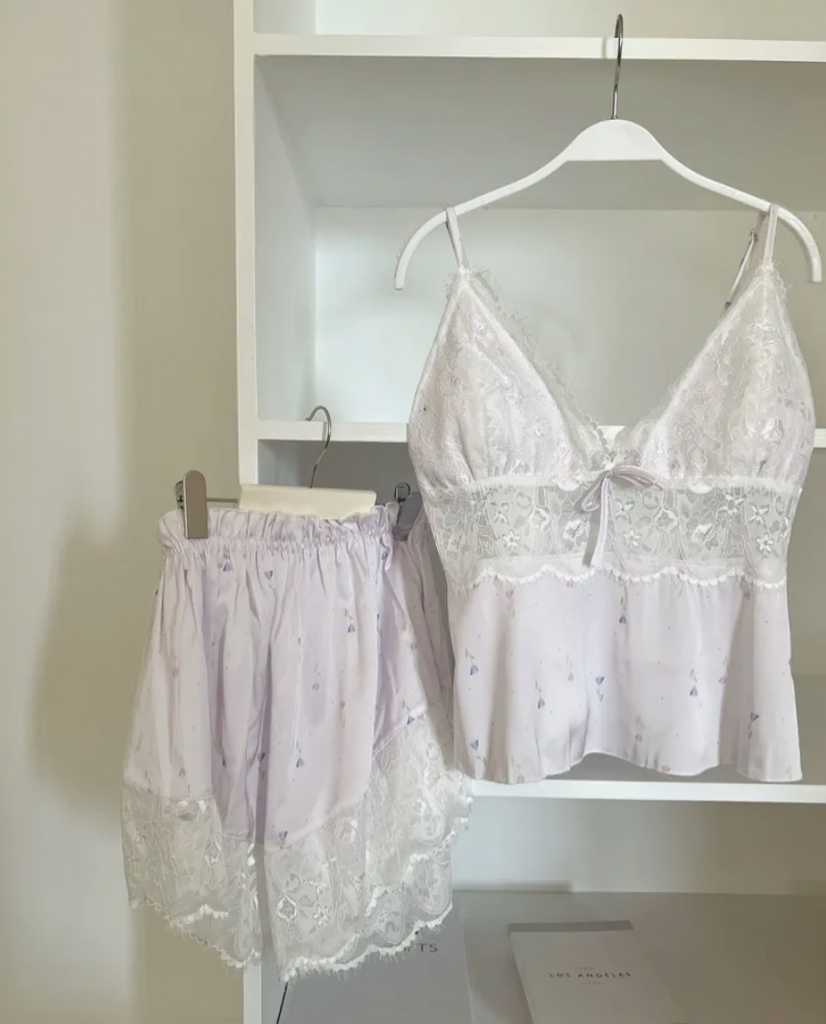 Get trendy with Tulip Fairy Floral Lavender Purple Sleepwear Set -  available at Peiliee Shop. Grab yours for $18.80 today!