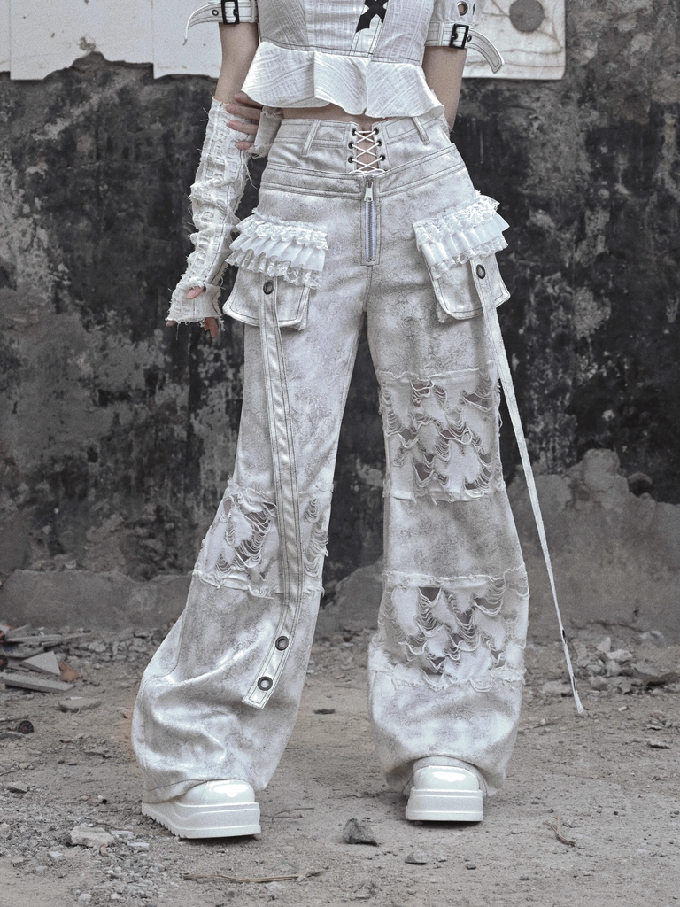 Get trendy with [Blood Supply] Madhouse Distressed Workwear Pants - Apparel & Accessories available at Peiliee Shop. Grab yours for $54 today!