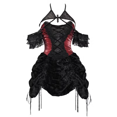 Get trendy with [Blood Supply] Halloween Royal Velvet Court Gothic Drawstring Dress - Dresses available at Peiliee Shop. Grab yours for $56 today!