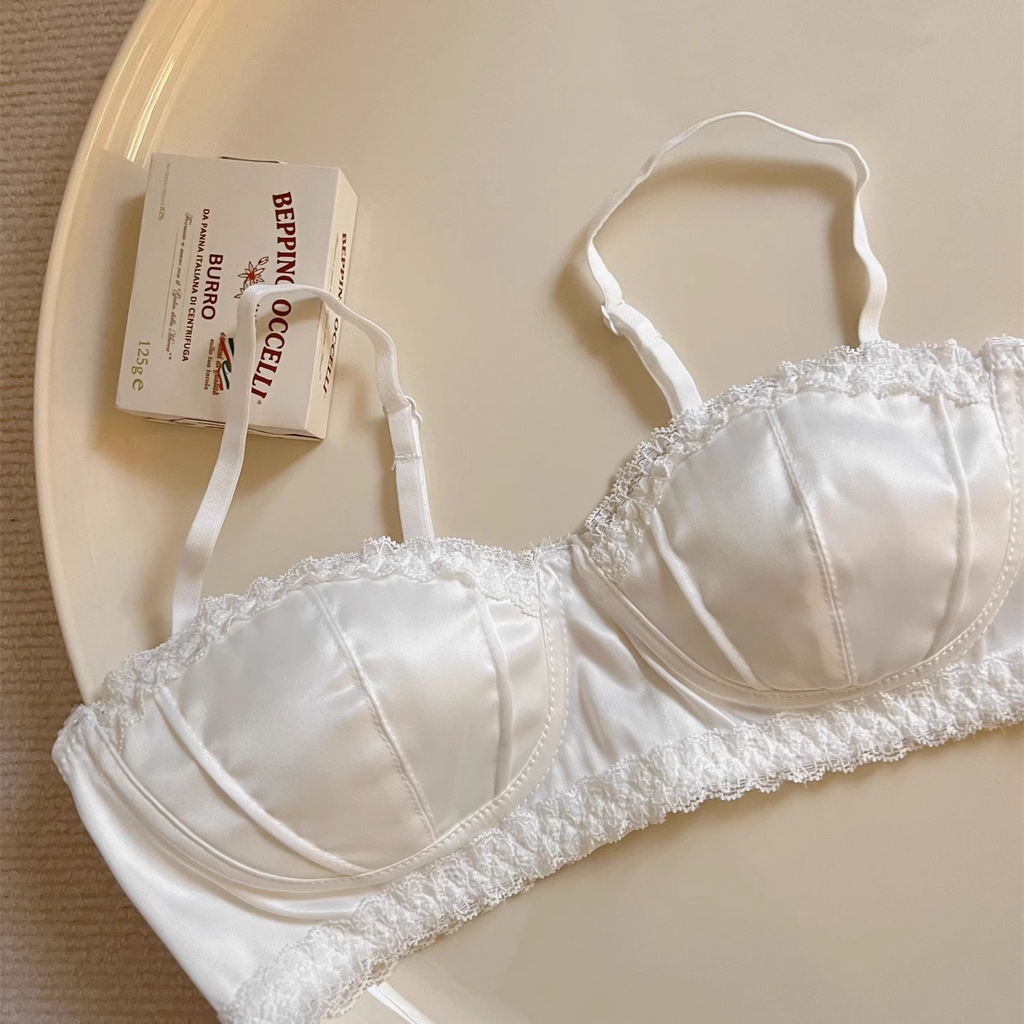Get trendy with [Basic] Sweet Girl Satin Non-Wired Bra - Lingerie available at Peiliee Shop. Grab yours for $16 today!