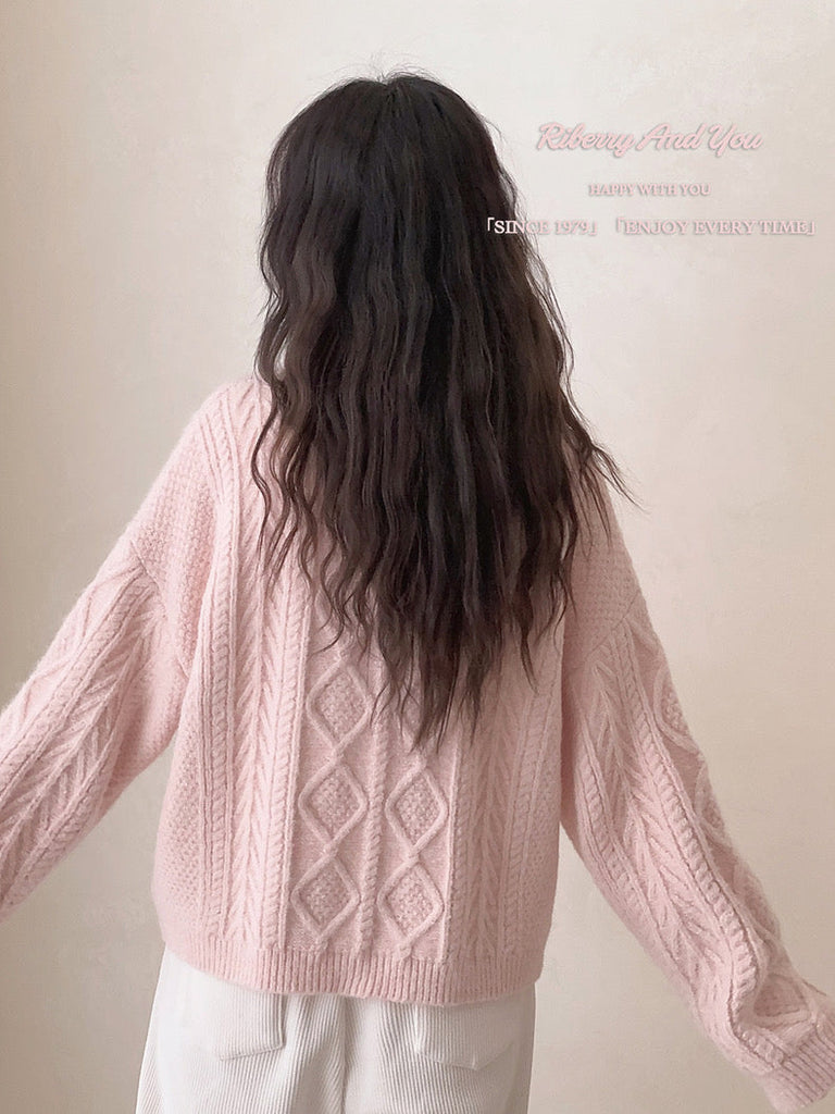 Get trendy with Angelic Sakura pink soft knitting sweater cardigan - Sweater available at Peiliee Shop. Grab yours for $25.50 today!