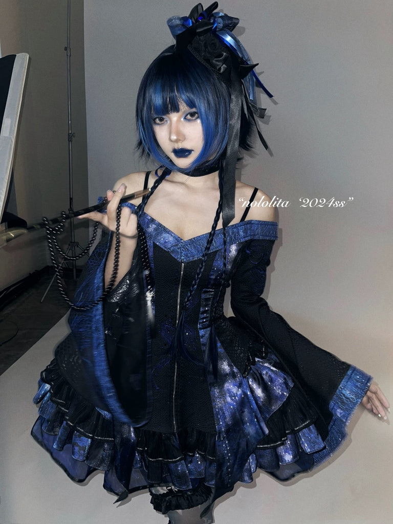 Get trendy with [Pre-order till 9th Feb 2024] NoLolita 24SS Blue Blood Gothic Lolita Dress Set -  available at Peiliee Shop. Grab yours for $24 today!