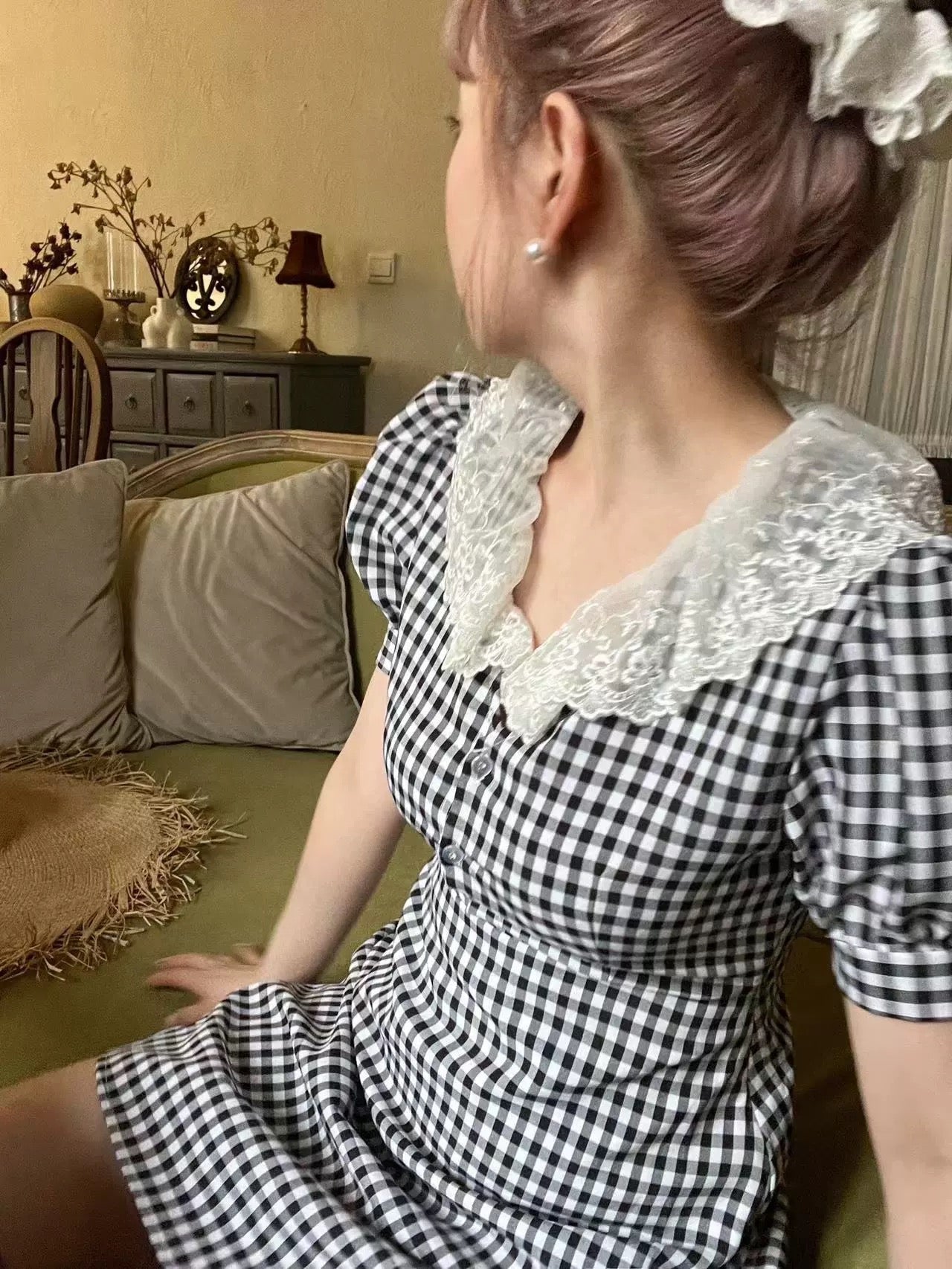 Get trendy with French Doll Gingham Vintage Mini Dress - Dresses available at Peiliee Shop. Grab yours for $34.80 today!