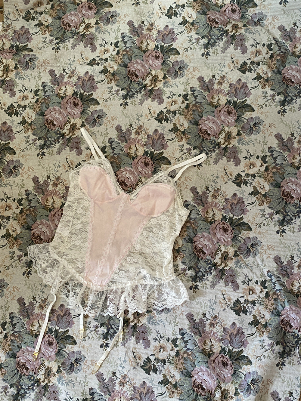 Get trendy with Mid summer nights dream lingerie lace satin corset bustier with garter straps - available at Peiliee Shop. Grab yours for $29 today!