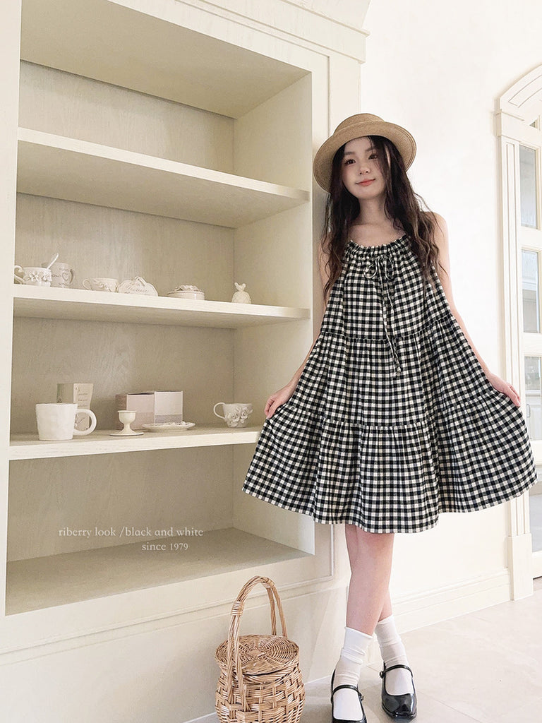Get trendy with Night Night Gingham Cotton Dress -  available at Peiliee Shop. Grab yours for $19.90 today!