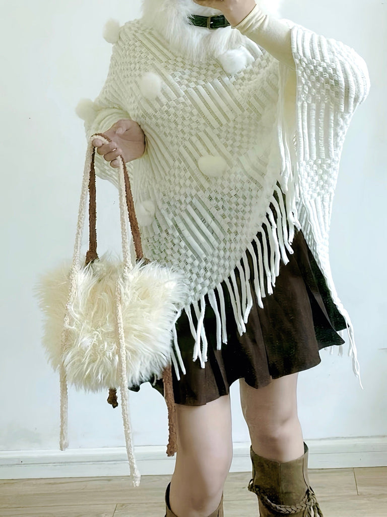 Get trendy with Snow Wonderland Faux Wool Knitting Capes - Gloves available at Peiliee Shop. Grab yours for $15 today!