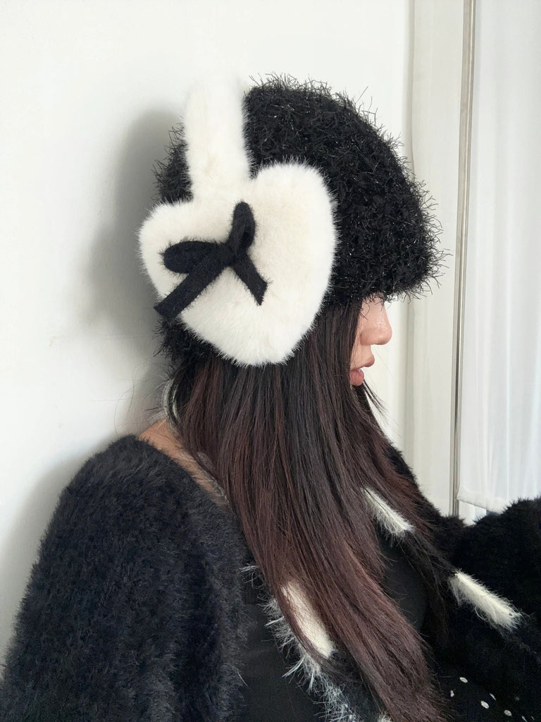 Get trendy with Dolly heart faux fur ribbon ear muffs ear warmer -  available at Peiliee Shop. Grab yours for $13.80 today!
