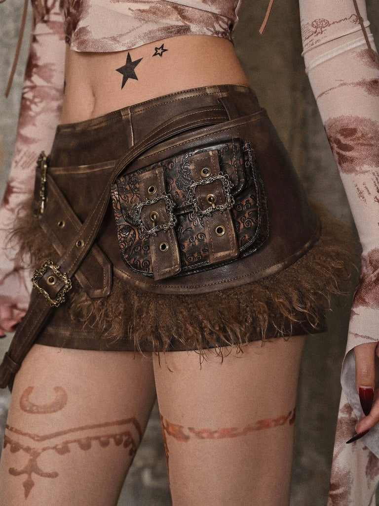 Get trendy with [Blood Supply] Vintage Punk Leather Mini Skirt - Clothing available at Peiliee Shop. Grab yours for $47 today!