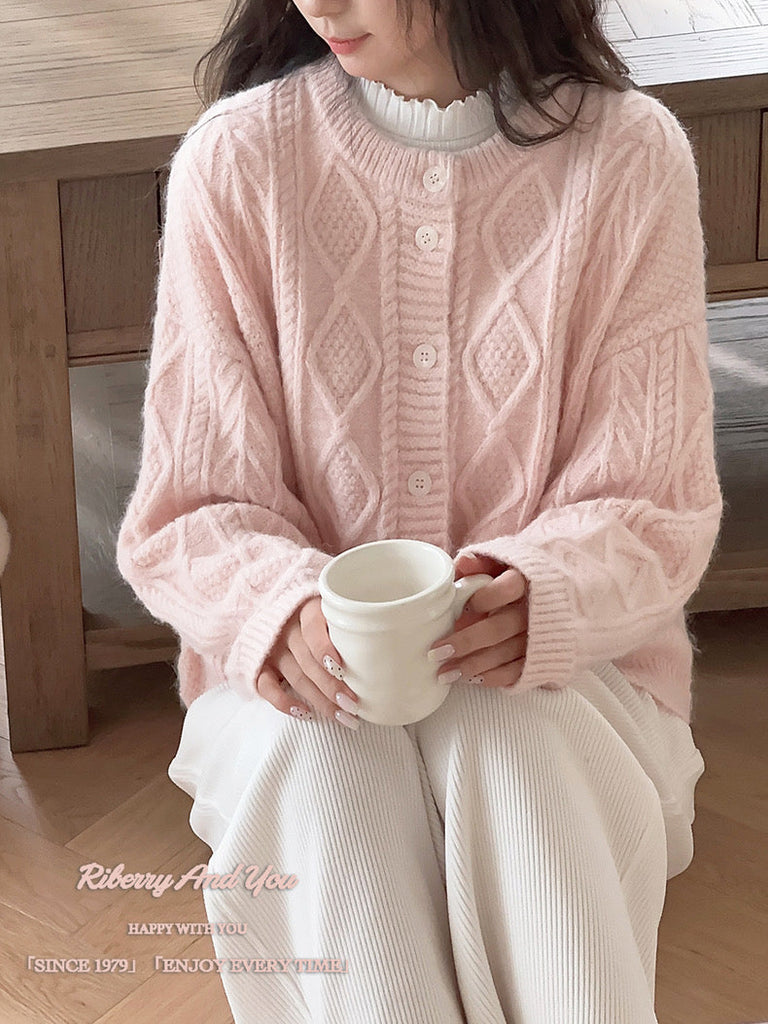 Get trendy with Angelic Sakura pink soft knitting sweater cardigan - Sweater available at Peiliee Shop. Grab yours for $25.50 today!