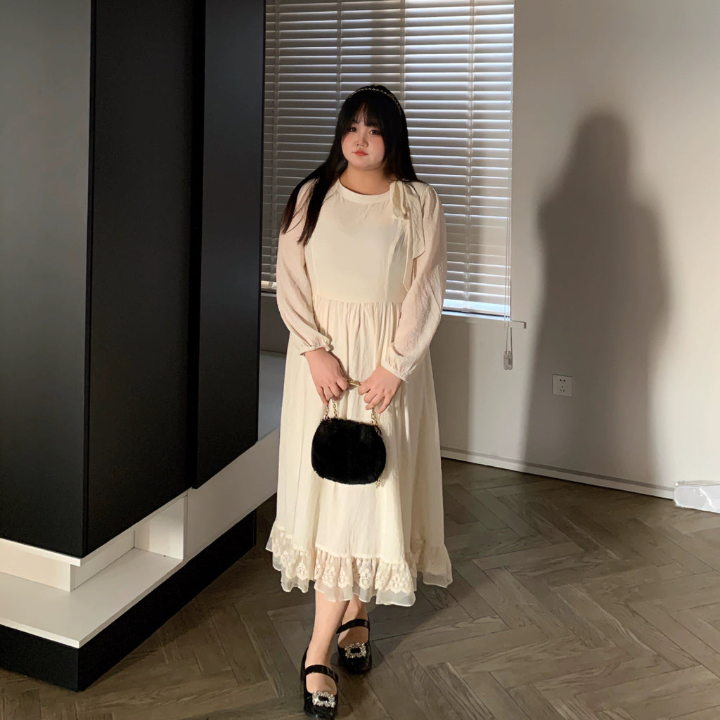 Get trendy with [Curve Beauty] Butterfly Spring French Chic Ensemble  (Plus Size 200 lbs) - Dresses available at Peiliee Shop. Grab yours for $37 today!