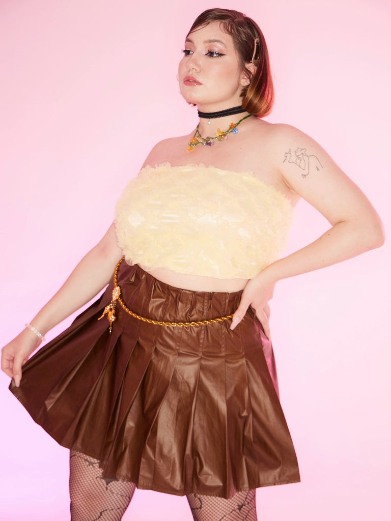 Get trendy with [Curve Beauty] Vintage Leather Pleated Skirt -  available at Peiliee Shop. Grab yours for $54 today!