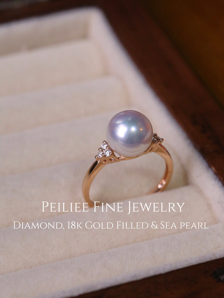 Get trendy with Diamonds Wave Of Elegance Akoya Sea Pearl 18k Gold Filled Ring -  available at Peiliee Shop. Grab yours for $560 today!