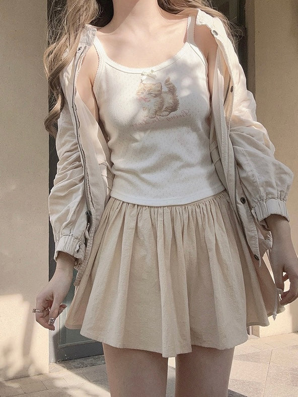 Get trendy with Doll Dream Cotton Mini Skirt with sweatshorts inside - available at Peiliee Shop. Grab yours for $18 today!