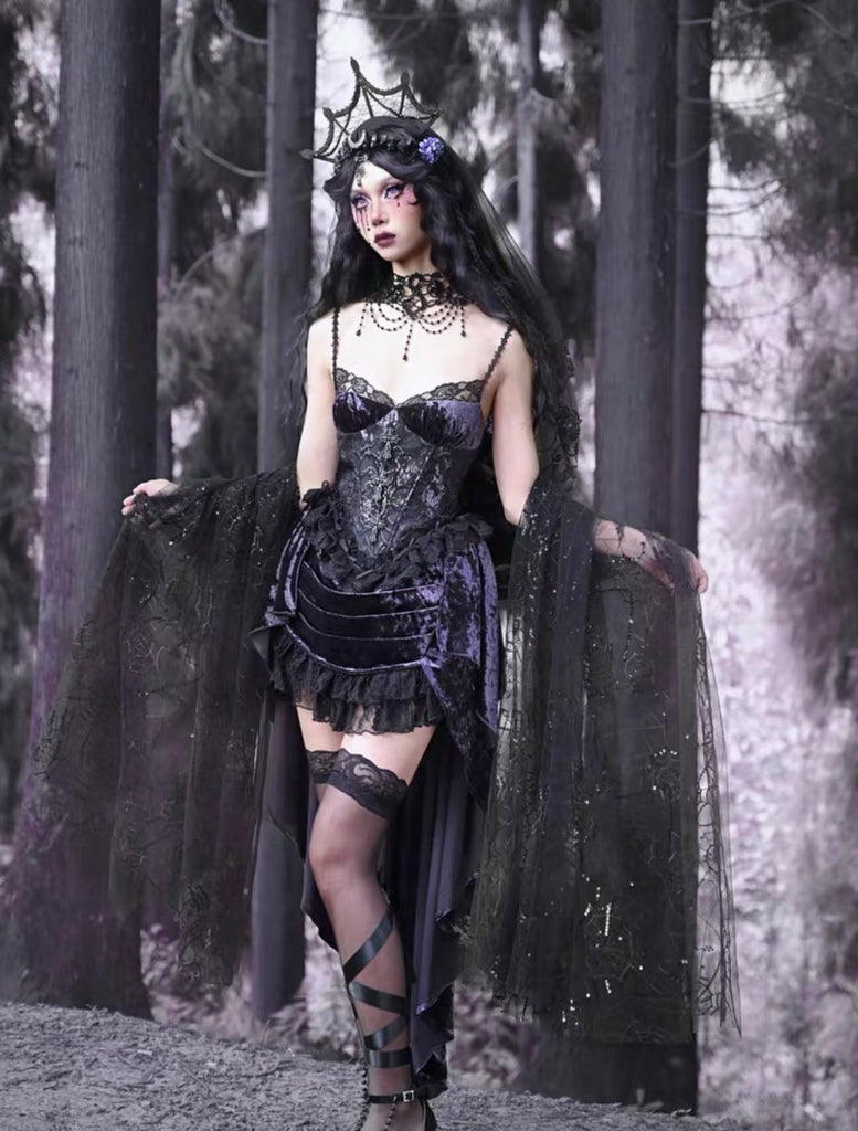 Get trendy with [Blood Supply]Moon Goddess Gothic Velvet Halloween Dress - Clothing available at Peiliee Shop. Grab yours for $55 today!