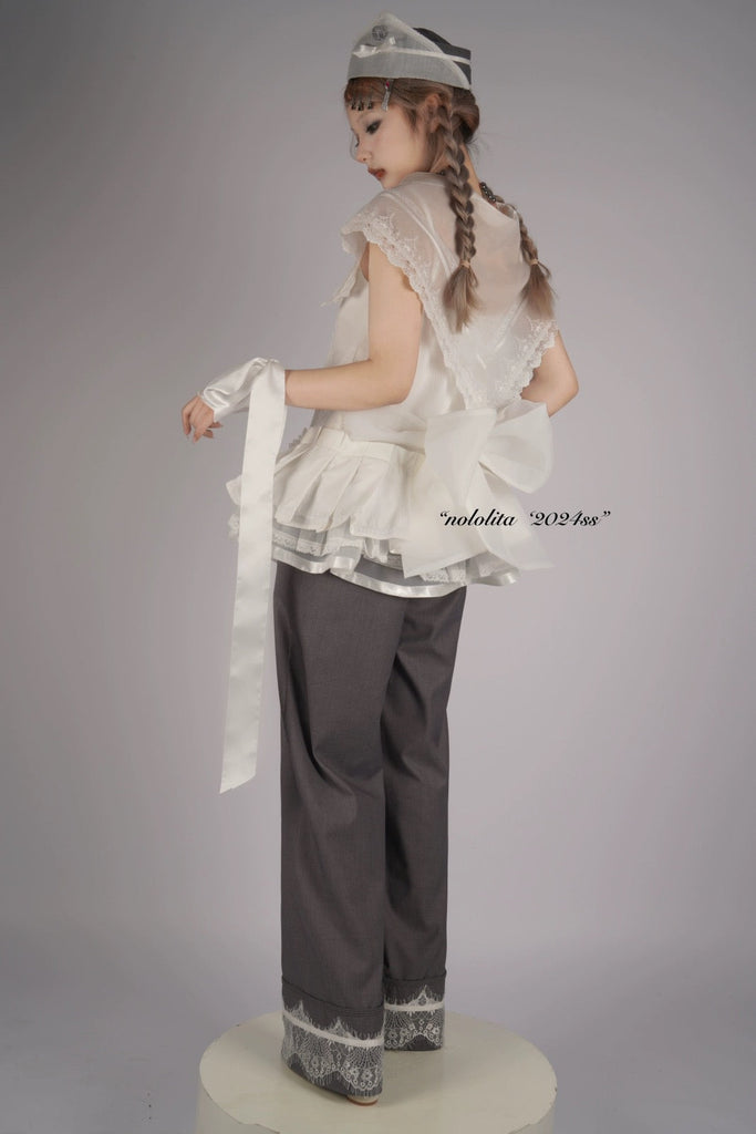 Get trendy with [Pre-order till 9th Feb 2024] NoLolita 24SS Grey Angel Dress Cardigan Set -  available at Peiliee Shop. Grab yours for $12 today!