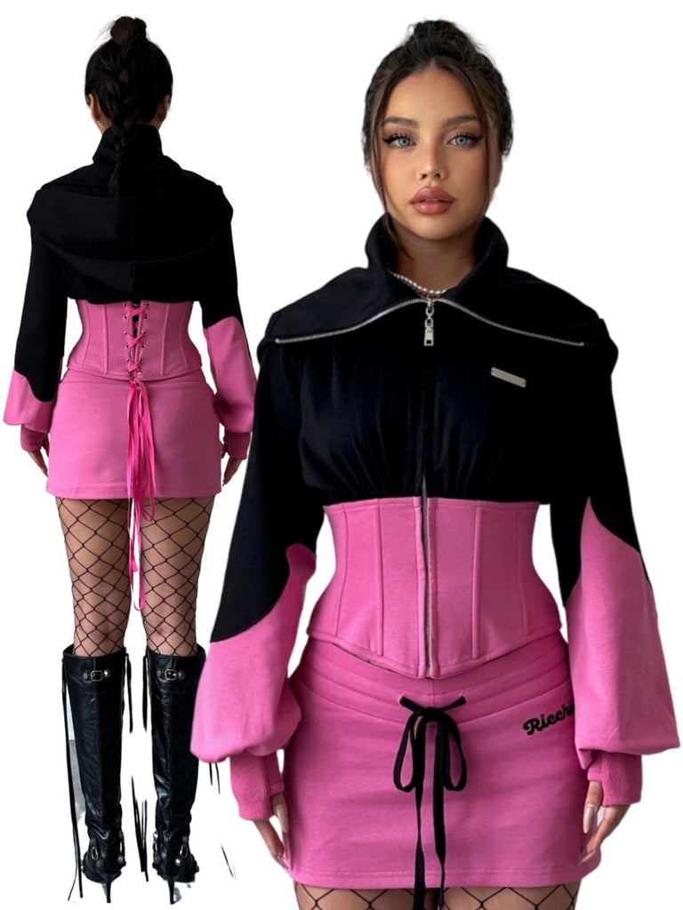 Get trendy with [Ricchie]Desert Rose Fishbone Hoodie and Skirt Set -  available at Peiliee Shop. Grab yours for $36 today!