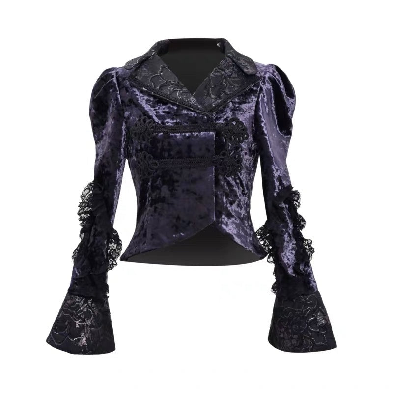 Get trendy with [Blood Supply]Lunar Velvet Vintage Halloween Top - Clothing available at Peiliee Shop. Grab yours for $54 today!