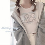 Get trendy with Angel Kitty Cotton Crop top - Sweater available at Peiliee Shop. Grab yours for $15 today!