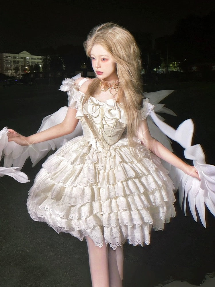 Get trendy with [leoniegirl]Angel Girl Puffball Dress - Clothing available at Peiliee Shop. Grab yours for $45.90 today!