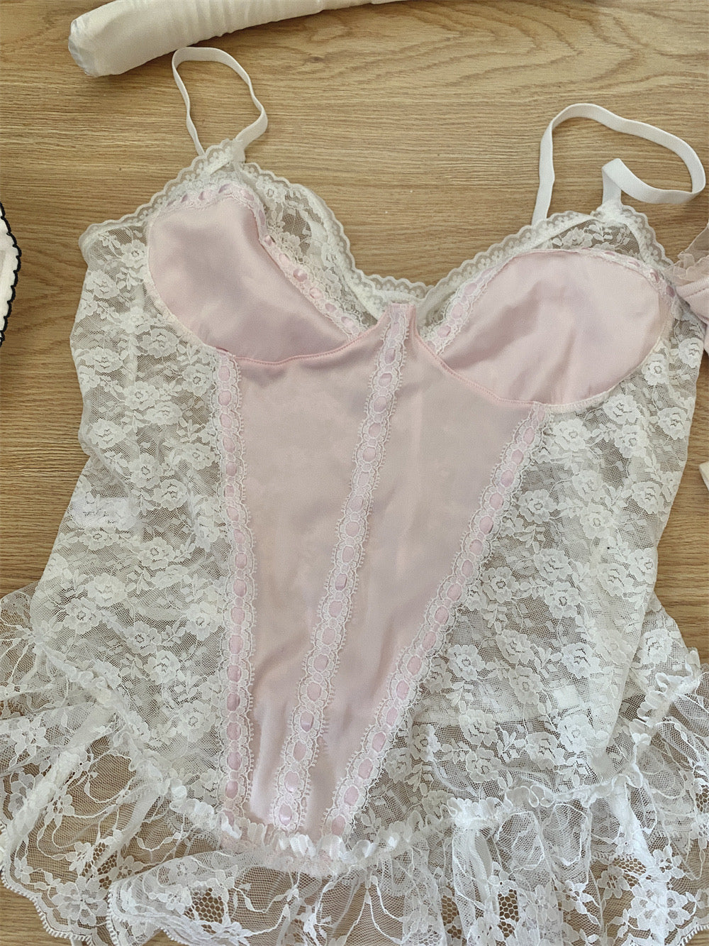 Get trendy with Mid summer nights dream lingerie lace satin corset bustier with garter straps - available at Peiliee Shop. Grab yours for $29 today!