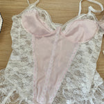 Get trendy with Mid summer nights dream lingerie  lace satin corset bustier with garter straps -  available at Peiliee Shop. Grab yours for $29 today!