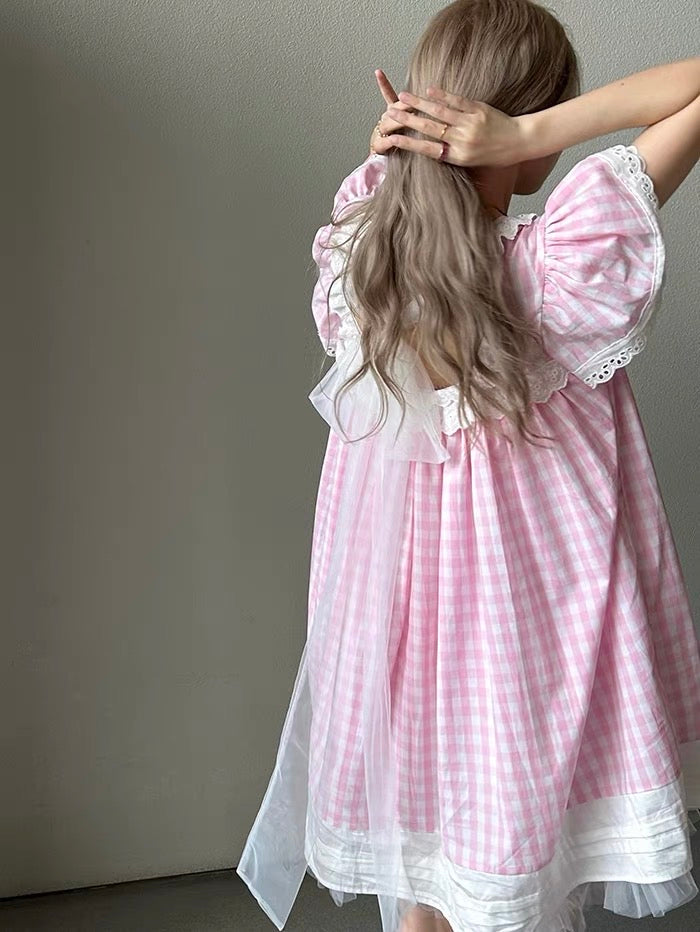 Get trendy with [August Unicorn] Handmade Pink Gingham Petal Puff Dress - Dresses available at Peiliee Shop. Grab yours for $104 today!
