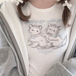 Get trendy with Angel Kitty Cotton Crop top - Sweater available at Peiliee Shop. Grab yours for $15 today!