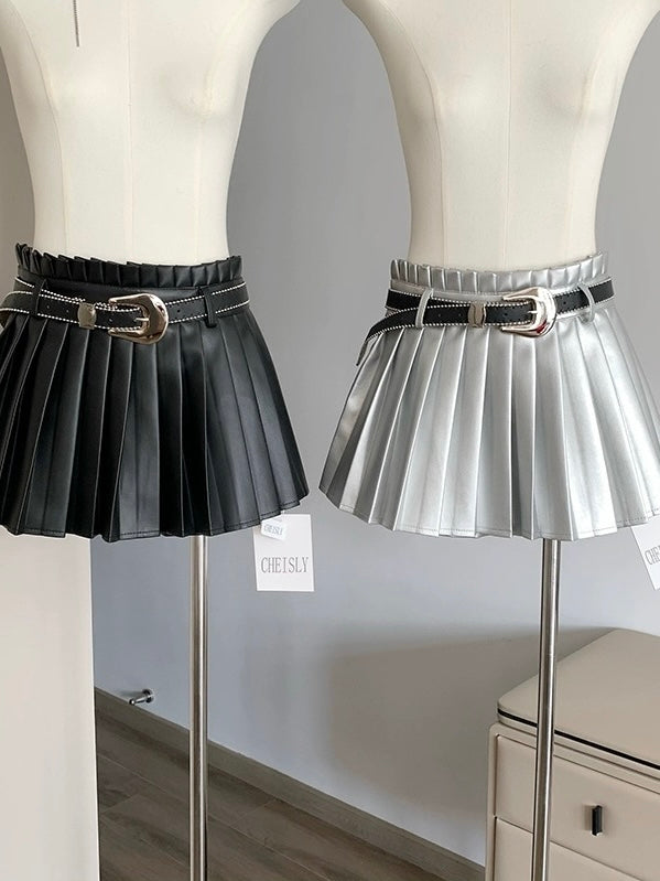 Get trendy with Galaxy Girls PU Leather Mini Skirt With Belt -  available at Peiliee Shop. Grab yours for $19.90 today!