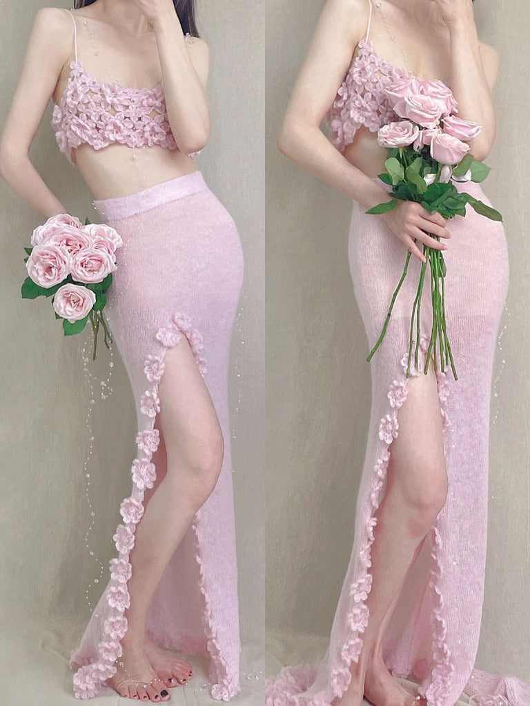 Get trendy with [Tailor Made] Rose Heaven Hand Knitted Dress Set -  available at Peiliee Shop. Grab yours for $118 today!
