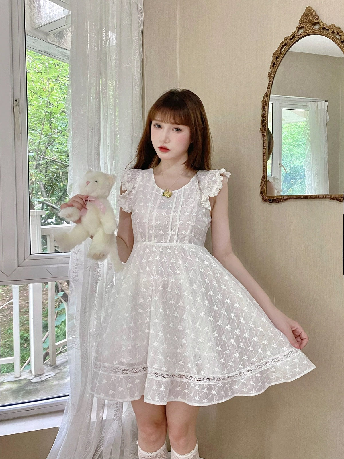 Get trendy with Cottage Angel Cotton Mini Dress - Dresses available at Peiliee Shop. Grab yours for $34 today!
