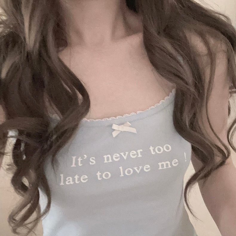 Get trendy with [Buy 2 Get 1 Free] It’s never too late to love me cotton vest top - vest available at Peiliee Shop. Grab yours for $12.80 today!
