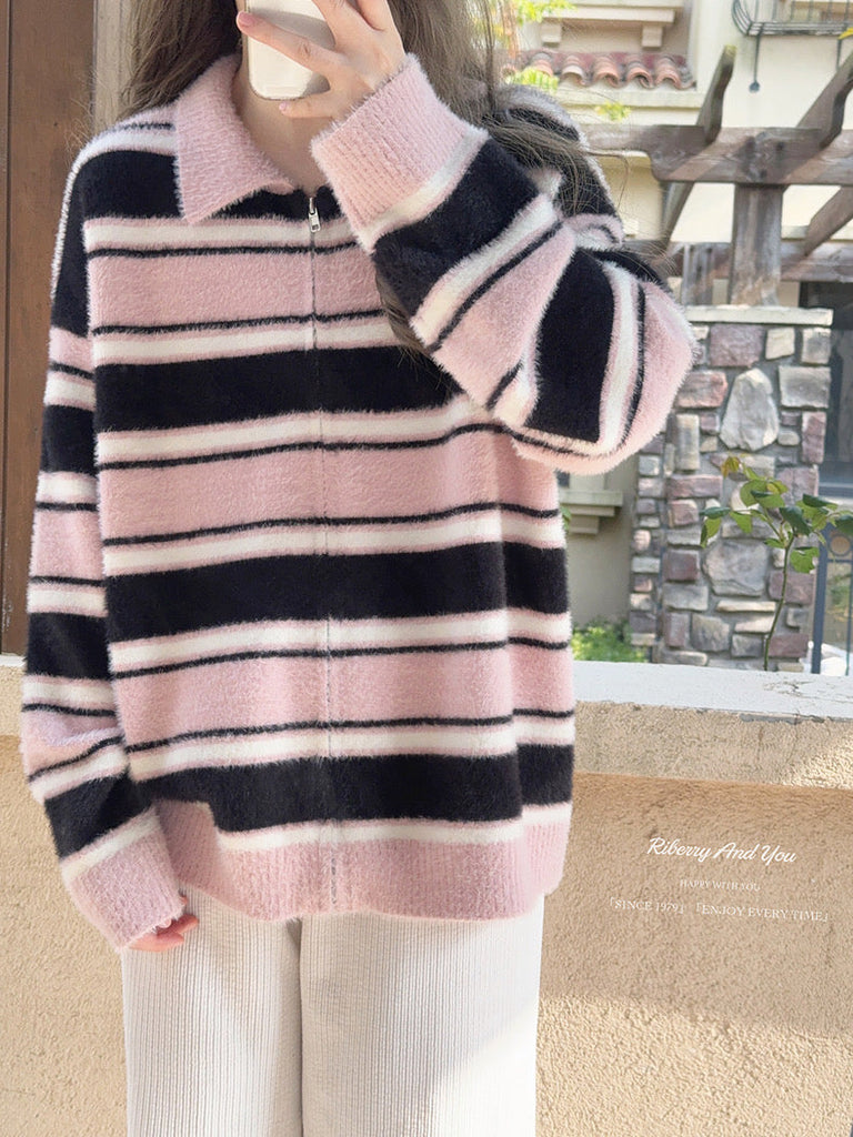 Get trendy with Blackpink faux fur polo oversized sweater - Sweater available at Peiliee Shop. Grab yours for $25.50 today!