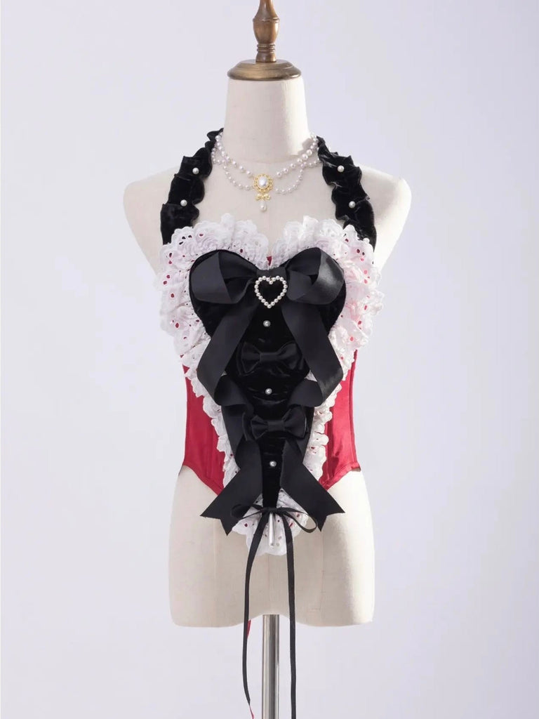 Get trendy with [PeilieeShop x Stasera] Ribbon Poem Handmade Corset Top -  available at Peiliee Shop. Grab yours for $65 today!
