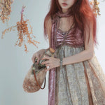 Rose Island Deer collection fawn pattern print faux fur handbag model putting bottle in the bag