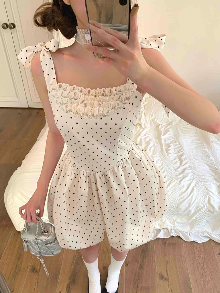 Get trendy with [Leonie] Polka Dot Doll Mini Dress - Clothing available at Peiliee Shop. Grab yours for $36 today!