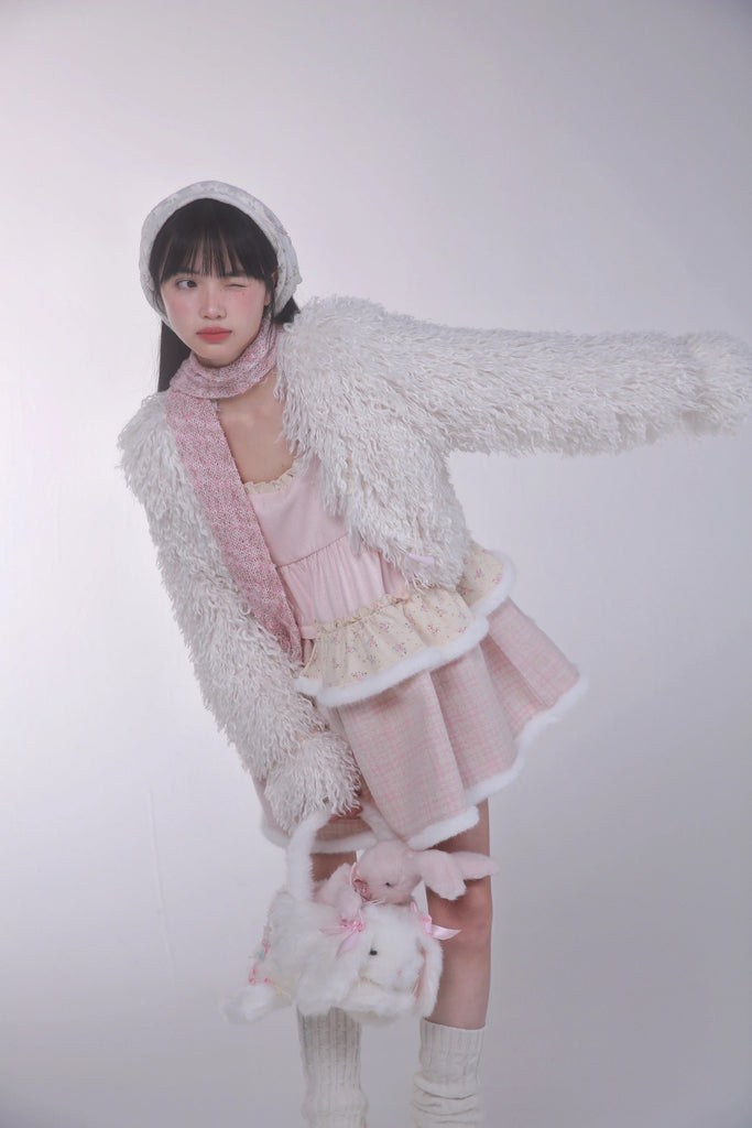 Get trendy with [Rose Island] Fairycore Sheep Faux Fur Coat - Coats & Jackets available at Peiliee Shop. Grab yours for $56 today!