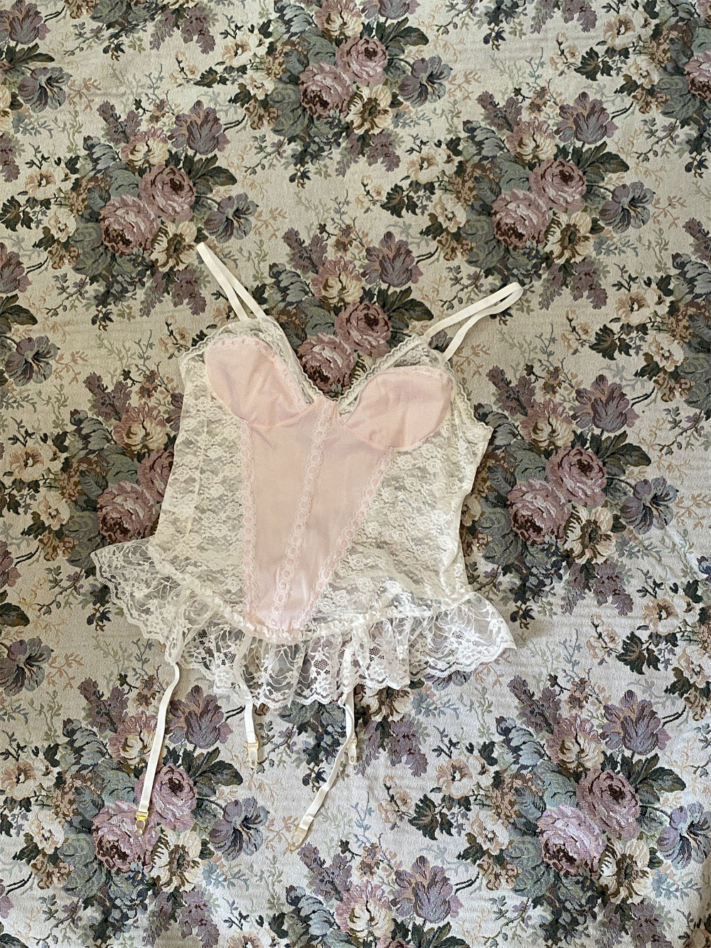 Get trendy with Mid summer nights dream lingerie lace satin corset bustier with garter straps - available at Peiliee Shop. Grab yours for $29 today!