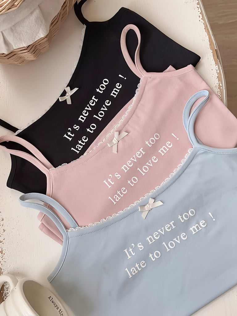 Get trendy with [Buy 2 Get 1 Free] It’s never too late to love me cotton vest top - vest available at Peiliee Shop. Grab yours for $12.80 today!