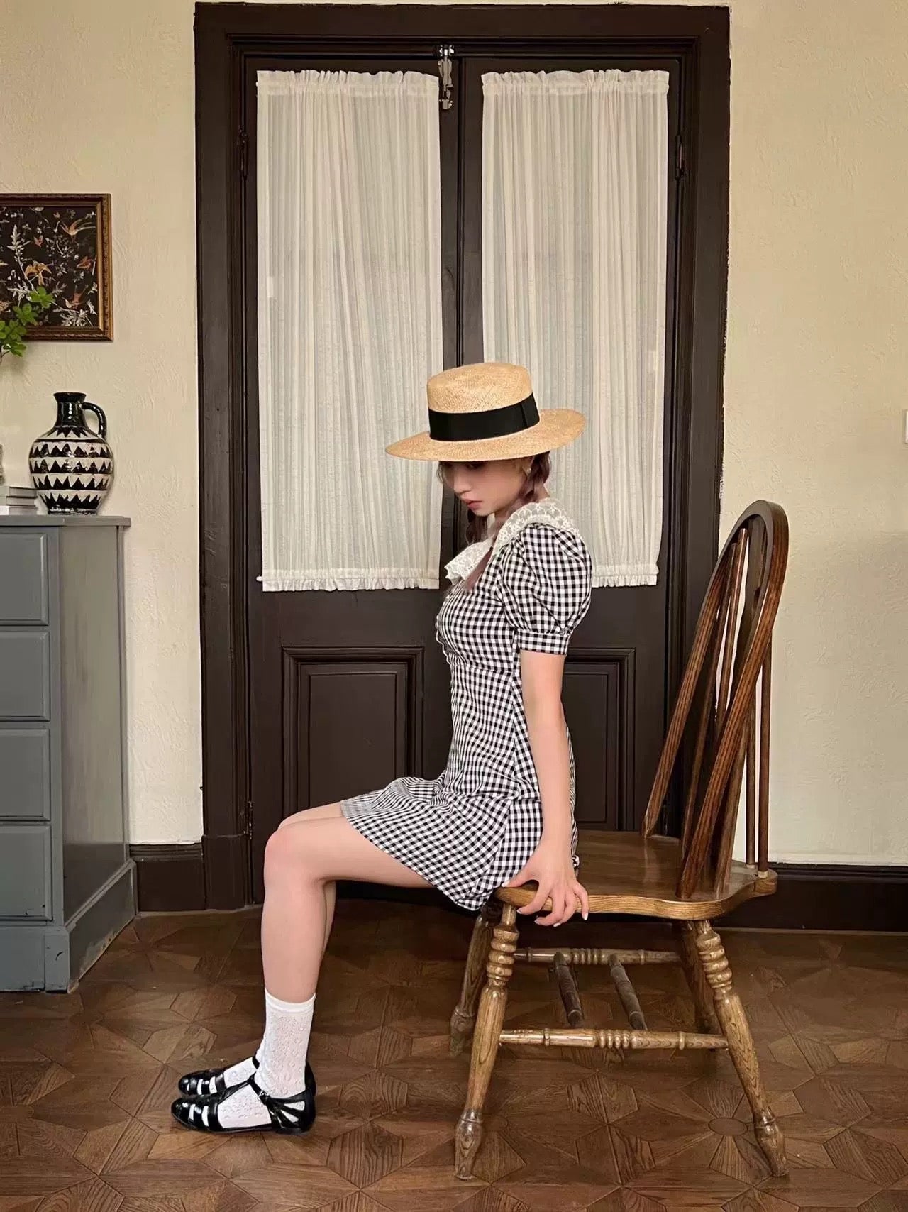 Get trendy with French Doll Gingham Vintage Mini Dress - Dresses available at Peiliee Shop. Grab yours for $34.80 today!
