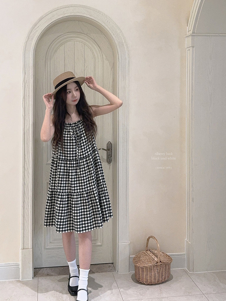 Get trendy with Night Night Gingham Cotton Dress -  available at Peiliee Shop. Grab yours for $19.90 today!