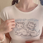 Get trendy with Angel Kitty Cotton Crop top - Sweater available at Peiliee Shop. Grab yours for $15 today!