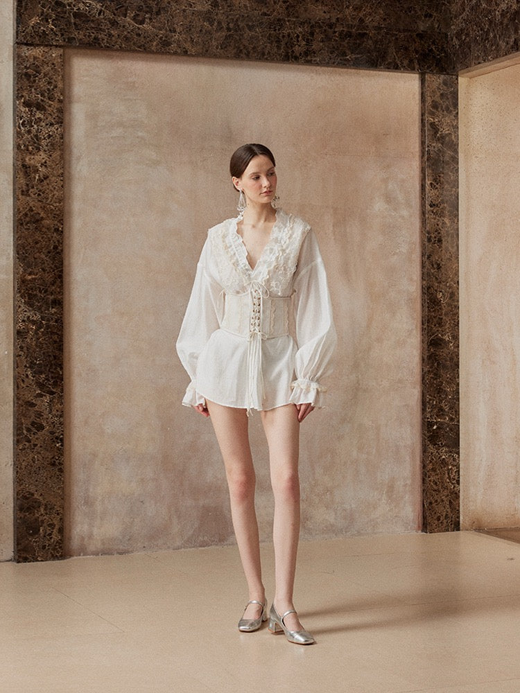 Fa Sogno Moonlit Lace Shirt Dress And Corset Set – Peiliee Shop