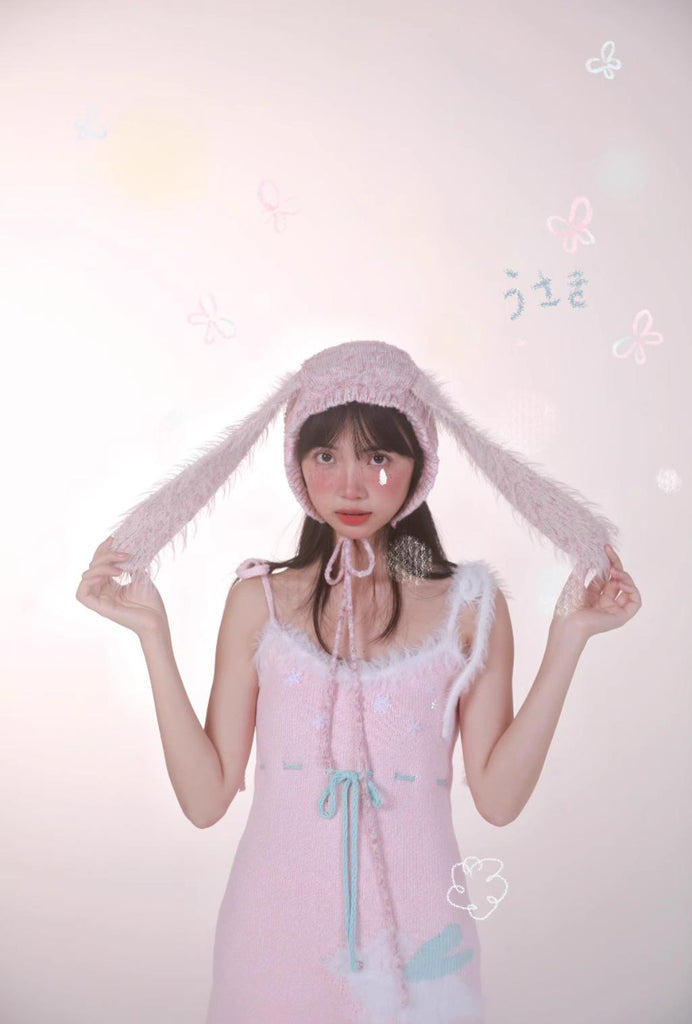 Get trendy with [Rose Island] Peach Bunny Long Eared Knitted Headband - Accessories available at Peiliee Shop. Grab yours for $28 today!