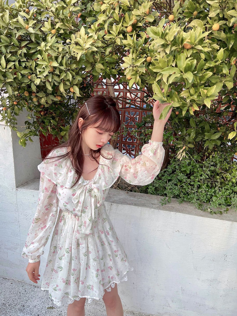 Get trendy with [Rose Candy] Cherry Blossom Floral Dress - Dresses available at Peiliee Shop. Grab yours for $38 today!