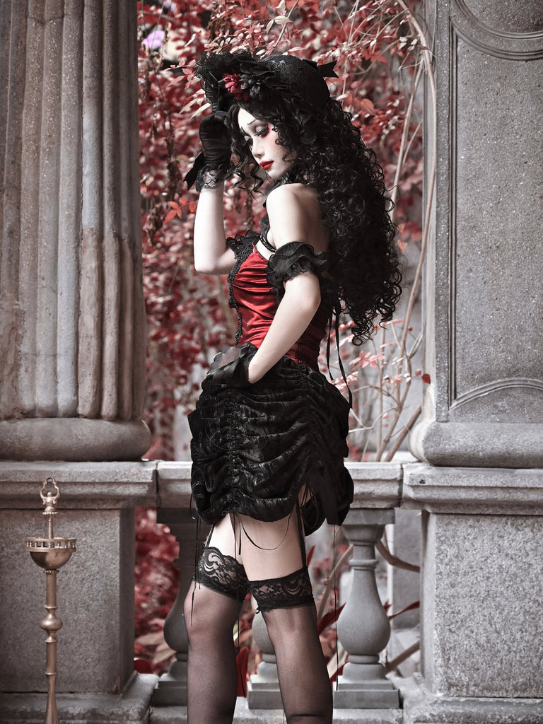 Get trendy with [Blood Supply] Halloween Royal Velvet Court Gothic Drawstring Dress - Dresses available at Peiliee Shop. Grab yours for $56 today!