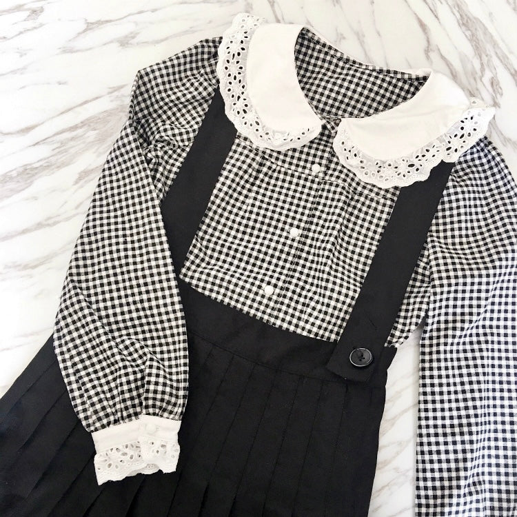 Get trendy with [Anniversary SALE Peiliee Studio] Gingham Babydoll Shirt -  available at Peiliee Shop. Grab yours for $12.50 today!